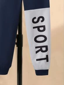 Boys Colourblock Letter Graphic Hoodie & Joggers - Multicolor - View 5