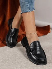 Mocasines planos minimalista sin cordones - Negro - Ver 1