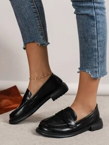 Mocasines planos minimalista sin cordones - Negro - Ver 4
