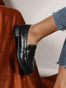 Mocasines planos minimalista sin cordones - Negro - Ver 5