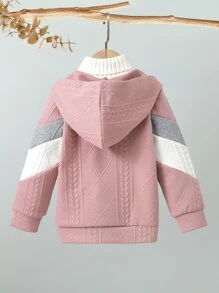 Toddler Girls 1pc Colourblock Zip Up Hooded Jacket - Multicolor - View 2