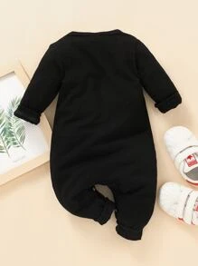 Đứa bé trai Kẻ sọc Đã vá Túi Áo liền quần - màu đen - Xem 2