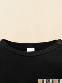 Đứa bé trai Kẻ sọc Đã vá Túi Áo liền quần - màu đen - Xem 4