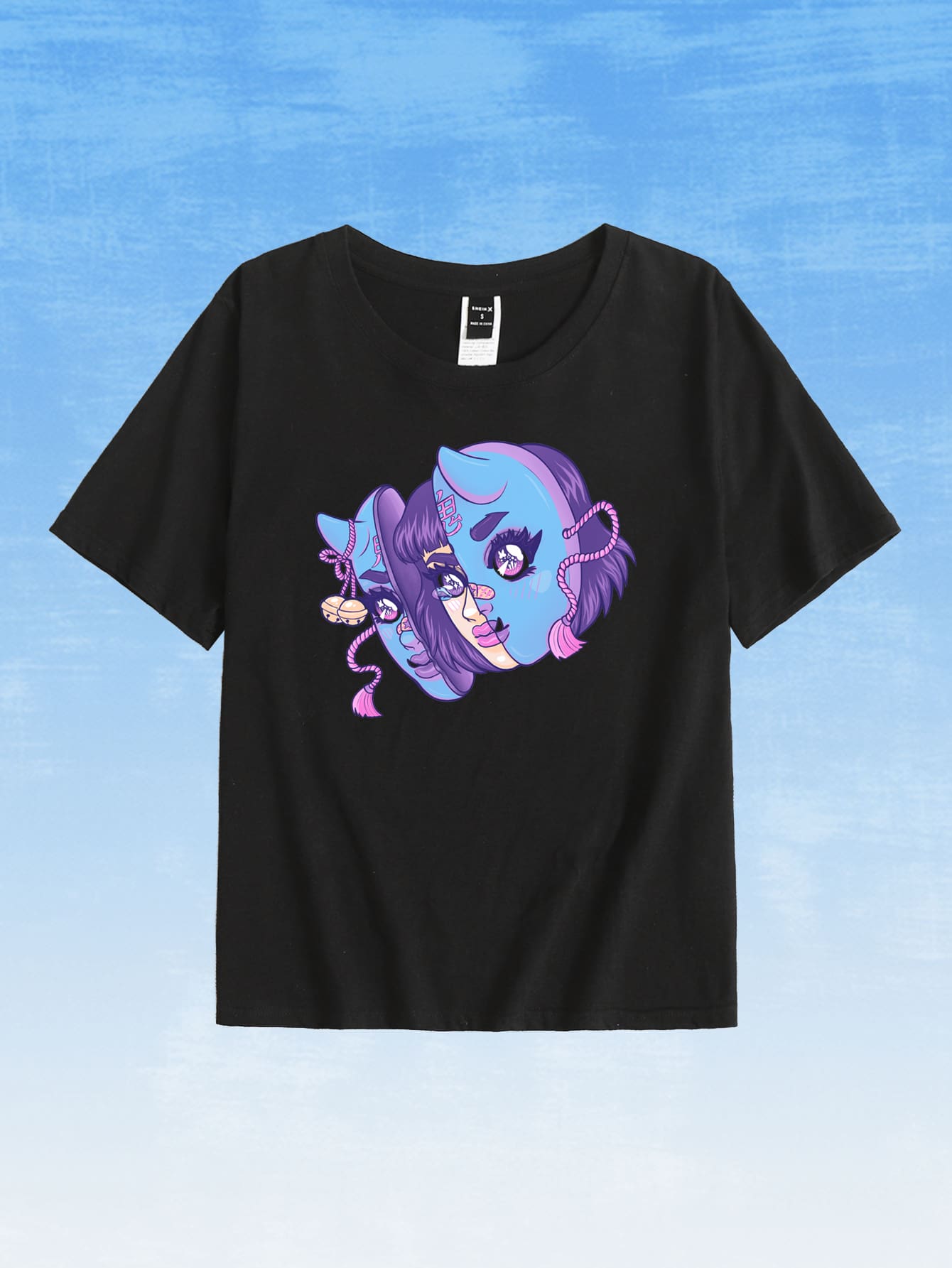 Patriciacolours Cartoon Graphic Tee - Black - View 1