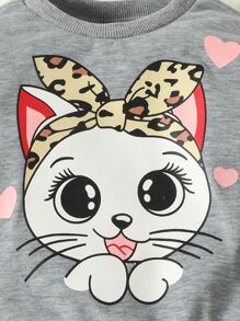 SHEIN Playful Pals Đứa bé gái Đồ họa Hoạt hình Áo nỉ & Xà cạp - Nhiều màu - Xem 6