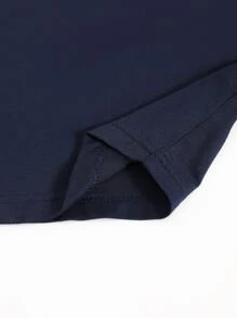 SHEIN Unity Plus Colour Block Drop Shoulder Tee - Navy Blue - View 3