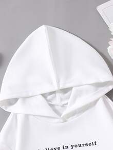 女孩愛心和標語圖案連帽衫