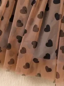 SHEIN 女孩愛心圖案網紗邊連衣裙 - 彩色 - 查看 6