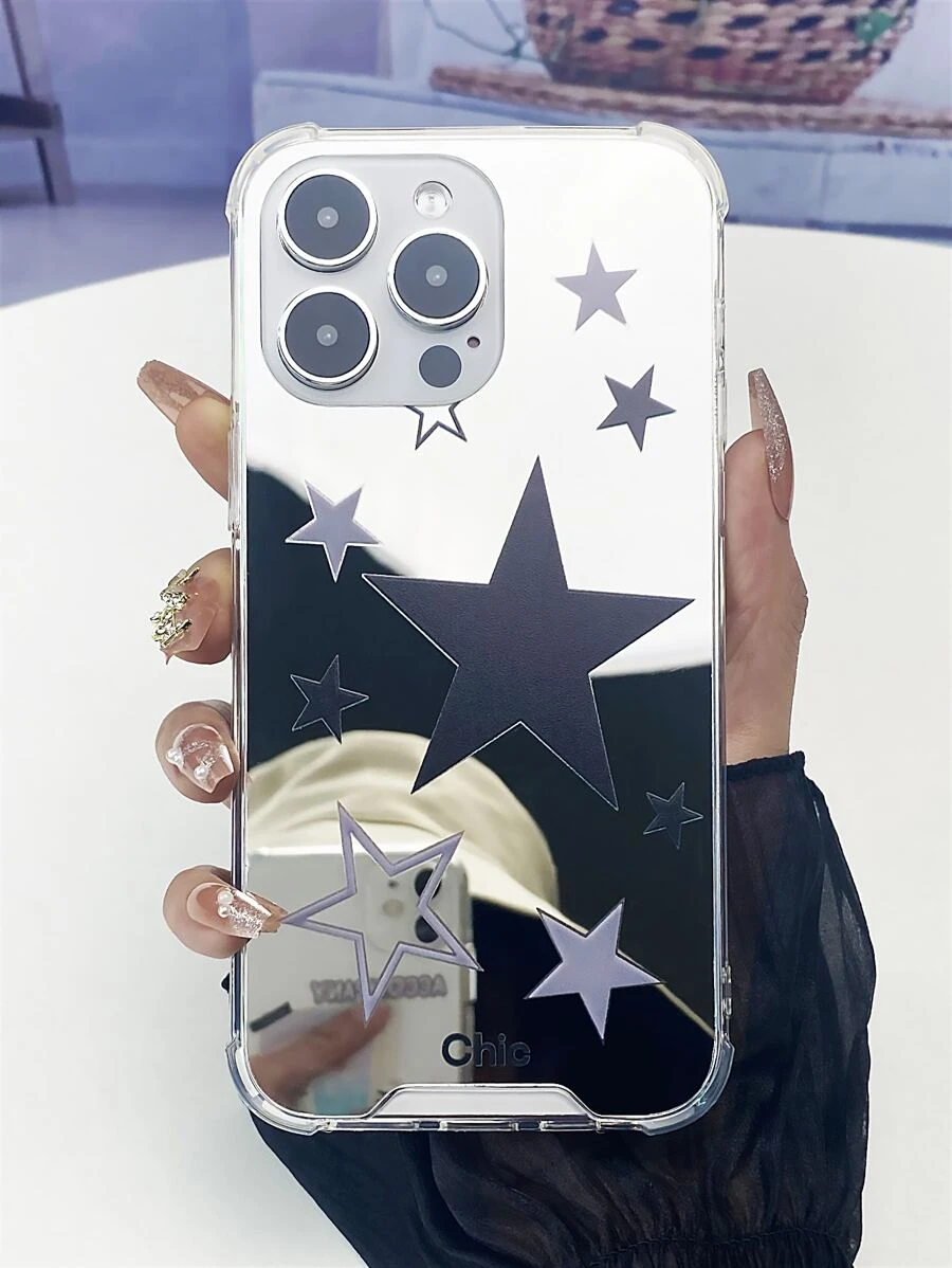 星星圖案鏡面手機殼相容iPhone15/15Plus/15Pro/15Promax - 彩色 - 查看 1