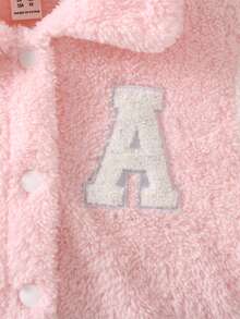 小女童字母貼布條紋飾邊泰迪夾克