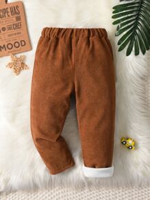 小男童彈性腰帶加絨內裏長褲