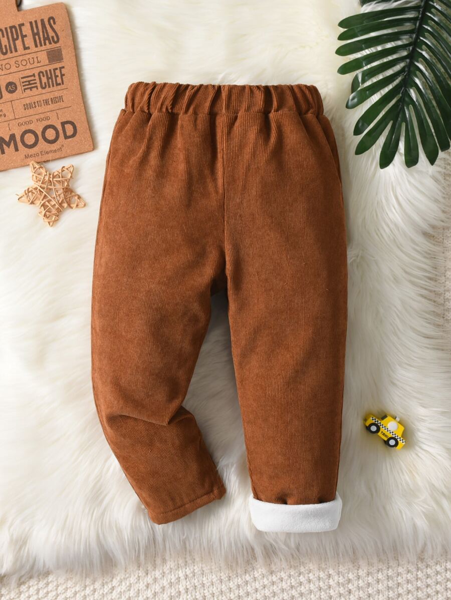 小男童彈性腰帶加絨內裏長褲