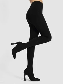 Botas calcetín minimalista de punta con tacón - Negro - Ver 1