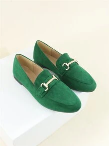 Giày bệt Nữ Kim loại màu trơn Đúng mốt - màu xanh lá - Xem 2