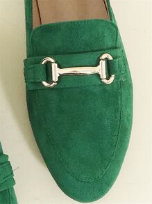 Giày bệt Nữ Kim loại màu trơn Đúng mốt - màu xanh lá - Xem 8