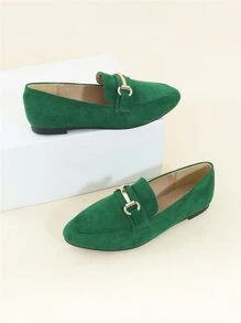 Giày bệt Nữ Kim loại màu trơn Đúng mốt - màu xanh lá - Xem 3