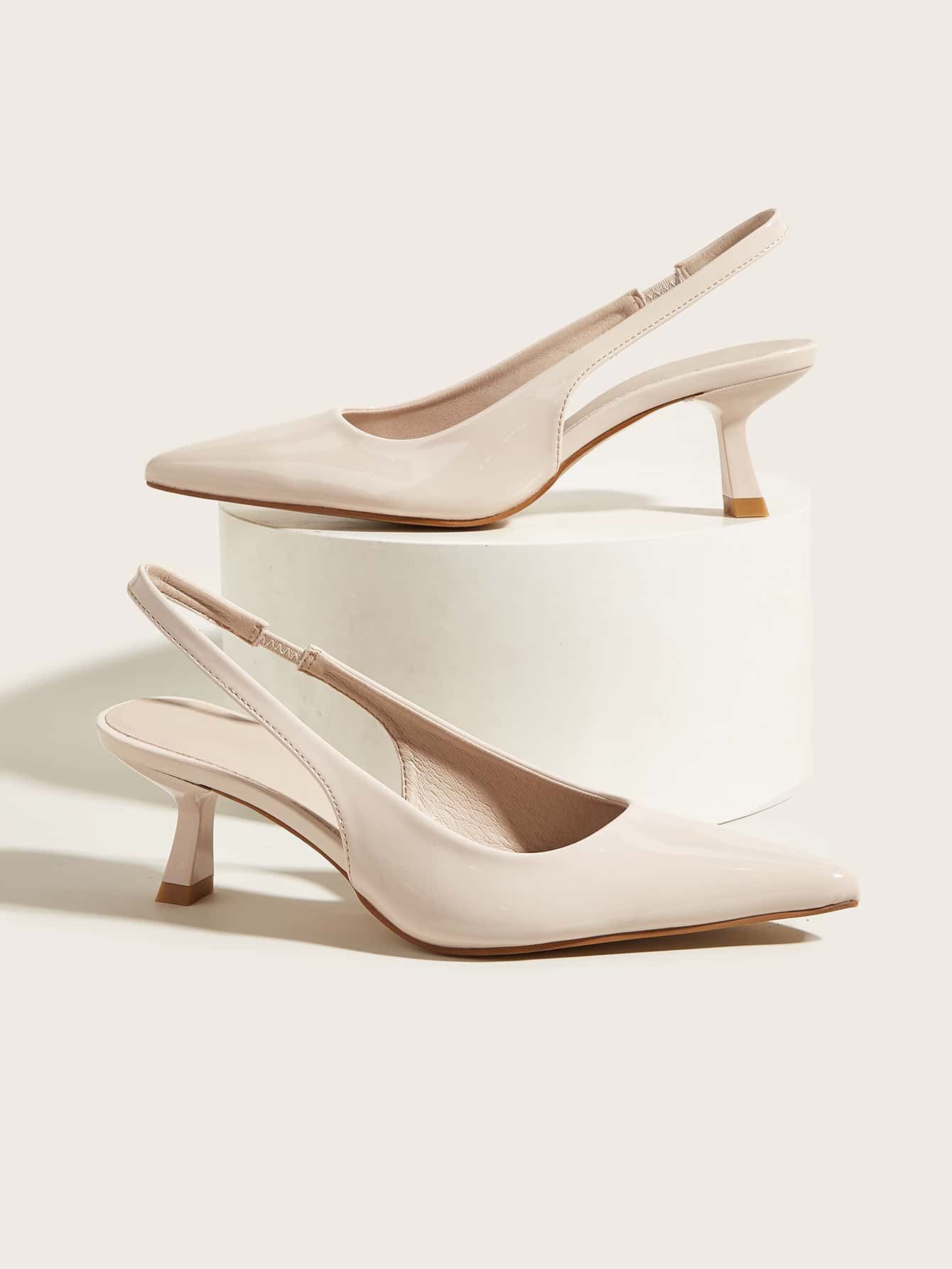 Tacones de punta de talón abierto - Beis - Ver 1