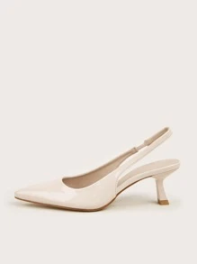 Tacones de punta de talón abierto - Beis - Ver 2