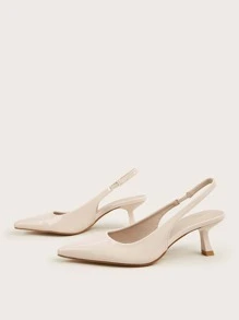 Tacones de punta de talón abierto - Beis - Ver 4