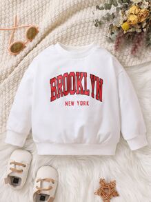 Baby Girl Letter Graphic Sweatshirt - White - View 1