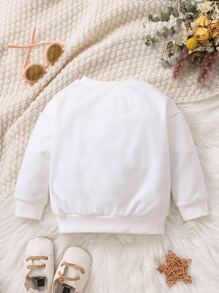 Baby Girl Letter Graphic Sweatshirt - White - View 2