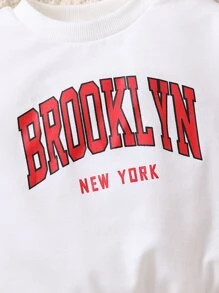 Baby Girl Letter Graphic Sweatshirt - White - View 4