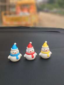 Christmas 3pcs Snowman Design Car Ornament - Multicolor - View 1