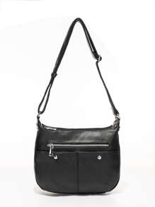 極簡風格前拉鍊方包 - 黑色 - 查看 1