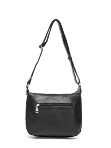 極簡風格前拉鍊方包 - 黑色 - 查看 2