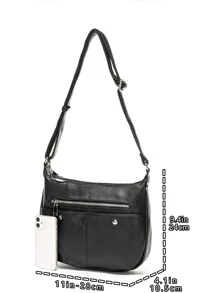 極簡風格前拉鍊方包 - 黑色 - 查看 4