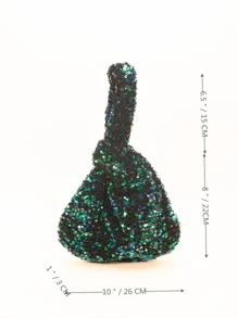 Sequin Decor Evening Bag - Green - View 5