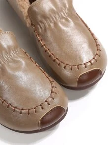 針腳細節加絨內裏平底樂福鞋 - 摩卡棕 - 查看 5