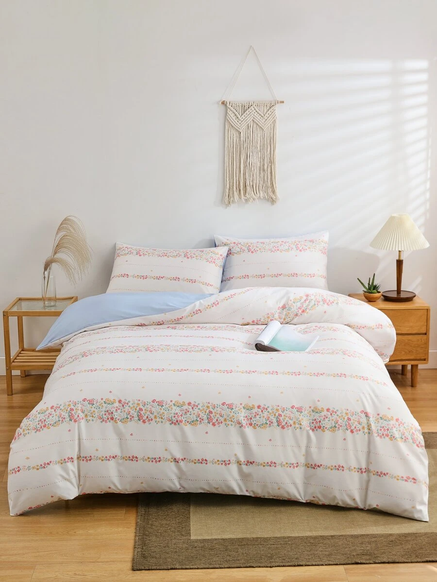 Ditsy Floral Pattern Duvet Cover Set Without Filler - Multicolor - View 1