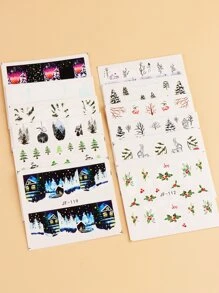 FULL BEAUTY Christmas 12sheets Tree Pattern Nail Art Water Decal - Multicolor - View 2