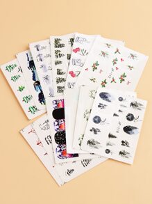 FULL BEAUTY Christmas 12sheets Tree Pattern Nail Art Water Decal - Multicolor - View 4
