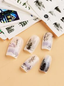 FULL BEAUTY Christmas 12sheets Tree Pattern Nail Art Water Decal - Multicolor - View 5