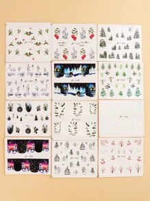 FULL BEAUTY Christmas 12sheets Tree Pattern Nail Art Water Decal - Multicolor - View 6