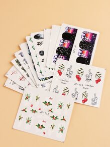 FULL BEAUTY Christmas 12sheets Tree Pattern Nail Art Water Decal - Multicolor - View 7
