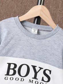 Boys Letter Graphic Colourblock Pullover & Joggers Without Shirt - Multicolor - View 4