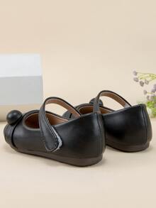 Girls Round Decor Mary Jane Flats - Black - View 3