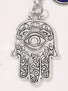 Móc khóa bùa mắt quỷ và bàn tay Hamsa cho S, ví, cặp học sinh, ba lô và cặp táp Phụ kiện ô tô Túi xách bùa ba lô cho trường học Ý tưởng quà tặng Giáng sinh Y2k dễ thương theo phong cách Goth - Bạc - Xem 3