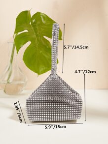 Túi tiệc cocktail mini đính đá trang trí, túi xách thanh lịch để tham dự sự kiện, ví cầm tay, túi đựng mỹ phẩm, ví đựng tiền xu, đa năng và thời trang - Bạc - Xem 3