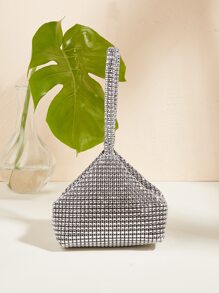 Túi tiệc cocktail mini đính đá trang trí, túi xách thanh lịch để tham dự sự kiện, ví cầm tay, túi đựng mỹ phẩm, ví đựng tiền xu, đa năng và thời trang - Bạc - Xem 7