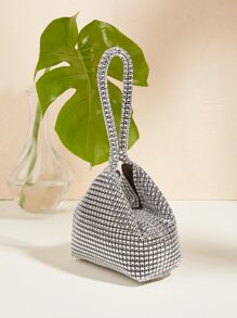 Túi tiệc cocktail mini đính đá trang trí, túi xách thanh lịch để tham dự sự kiện, ví cầm tay, túi đựng mỹ phẩm, ví đựng tiền xu, đa năng và thời trang - Bạc - Xem 8