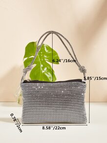 迷人、優雅、精緻、安靜奢華亮片、時尚、奢華、閃亮閃光晚餐包適合雞尾酒會、女士單肩包、大容量手拿晚宴包人造珍珠、水鑽適合派對女孩、女士、新娘完美適合派對、婚禮、舞會、晚餐/宴會 , 雞尾酒 - 銀色 - 查看 5