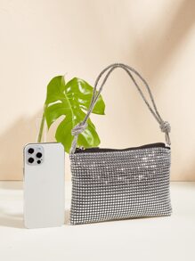 迷人、優雅、精緻、安靜奢華亮片、時尚、奢華、閃亮閃光晚餐包適合雞尾酒會、女士單肩包、大容量手拿晚宴包人造珍珠、水鑽適合派對女孩、女士、新娘完美適合派對、婚禮、舞會、晚餐/宴會 , 雞尾酒 - 銀色 - 查看 6