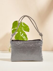 迷人、優雅、精緻、安靜奢華亮片、時尚、奢華、閃亮閃光晚餐包適合雞尾酒會、女士單肩包、大容量手拿晚宴包人造珍珠、水鑽適合派對女孩、女士、新娘完美適合派對、婚禮、舞會、晚餐/宴會 , 雞尾酒 - 銀色 - 查看 8