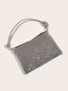 迷人、優雅、精緻、安靜奢華亮片、時尚、奢華、閃亮閃光晚餐包適合雞尾酒會、女士單肩包、大容量手拿晚宴包人造珍珠、水鑽適合派對女孩、女士、新娘完美適合派對、婚禮、舞會、晚餐/宴會 , 雞尾酒 - 銀色 - 查看 4