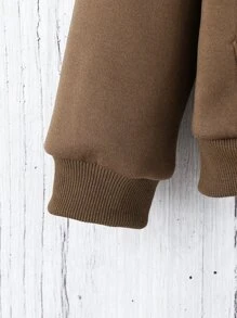 SHEIN Explorewe 1 Chaqueta Con Capucha Con Cierre De Cremallera Para Niña Preadolescente, Con Hombros Caídos - Café integral - Ver 5