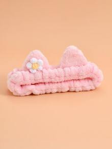 耳朵和花朵裝飾沐浴髮帶